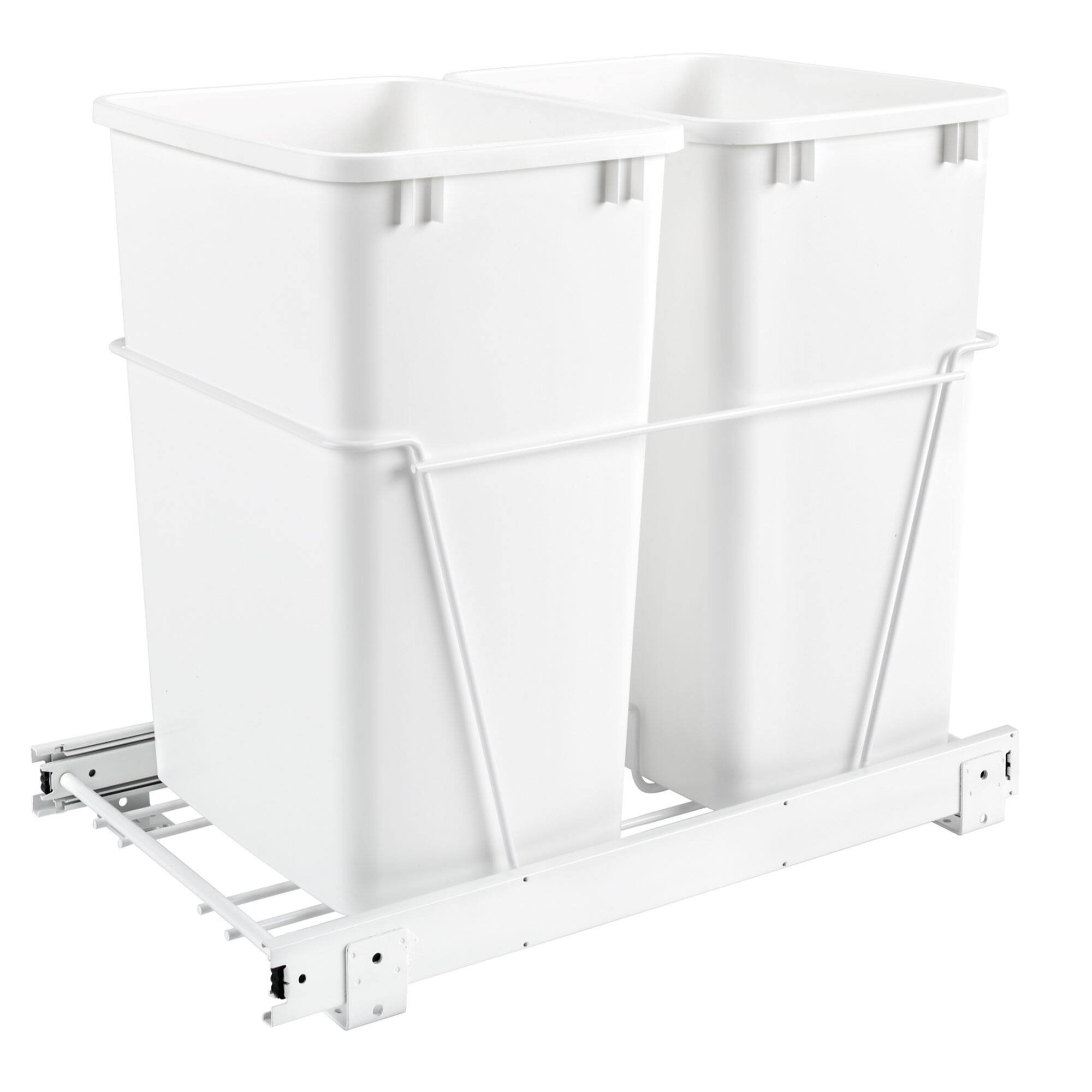 Rev-A-Shelf - Double Pullout 35 qt. Trash Can for Kitchen, RV-18PB-1 - White