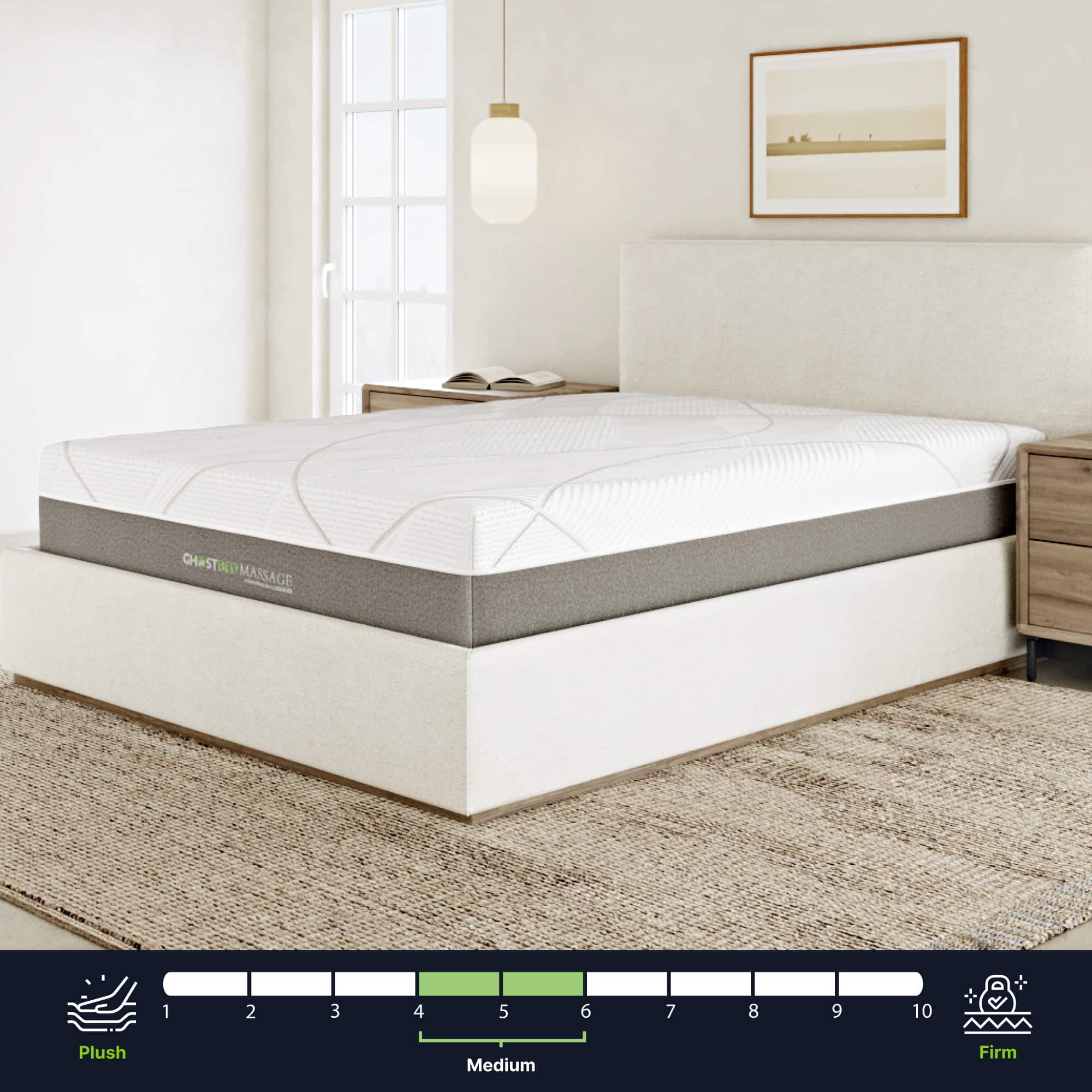 GhostBed Hybrid Massage Mattress QN White GWHMAS50 Best Buy