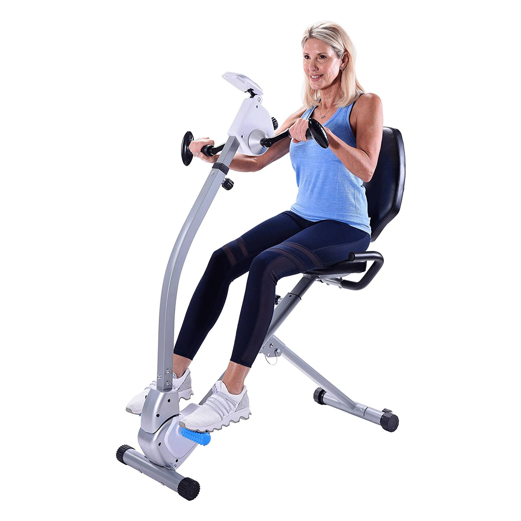 Alt View 4. Stamina Products - Stamina Upright Seated Indoor Cardio Exercise Bike w/ Upper Body Exerciser, Gray - Gray.