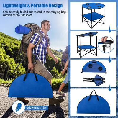 Costway 2 Tier Foldable Camping Table w/ Carrying Bag 4 Cup Costway 2 Tier Foldable Camping Table w/ Carrying Bag 4 Cup