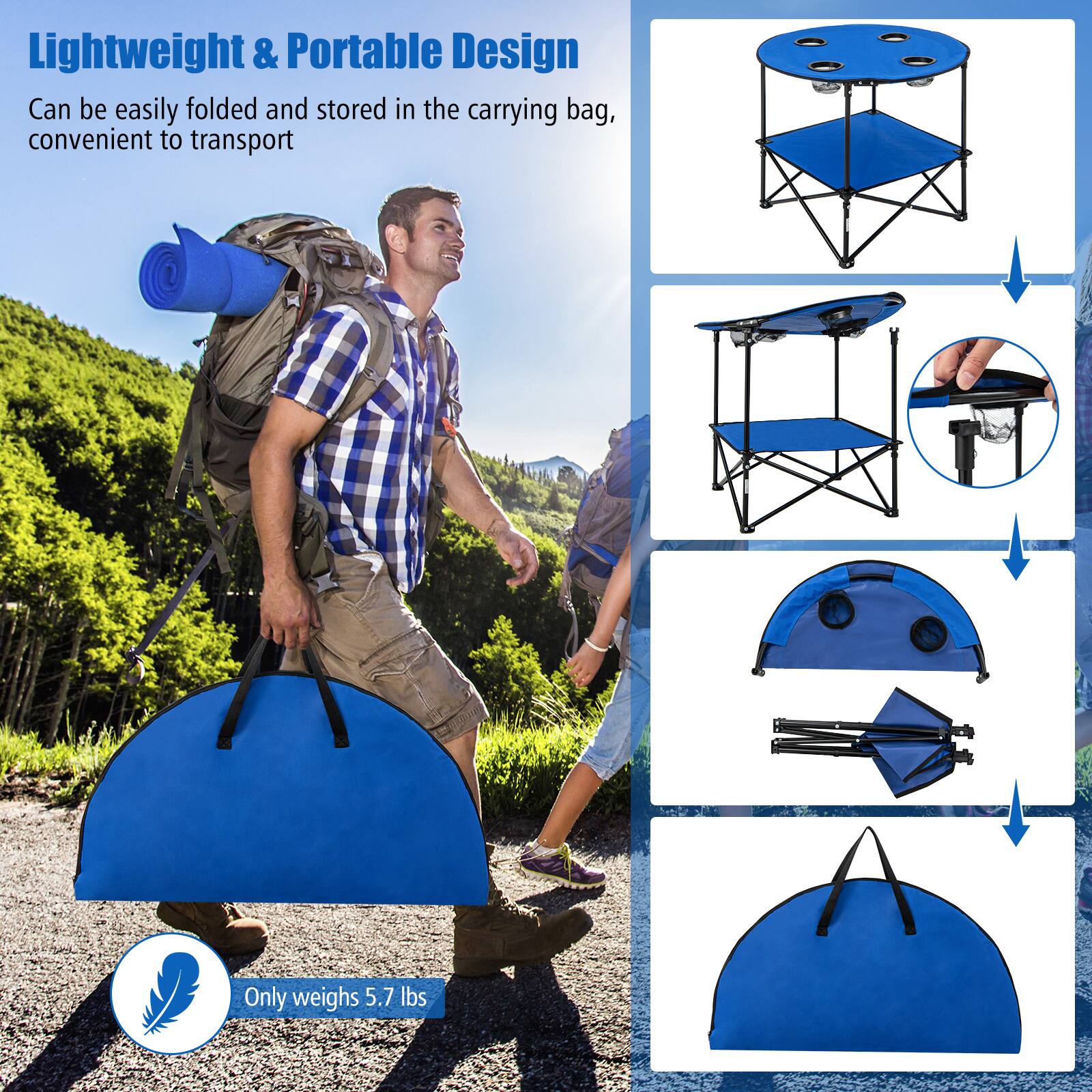 Lightweight & Portable Design: Can be easily folded and stored in the carrying bag, convenient to transport. Only weighs 5.7 lbs.