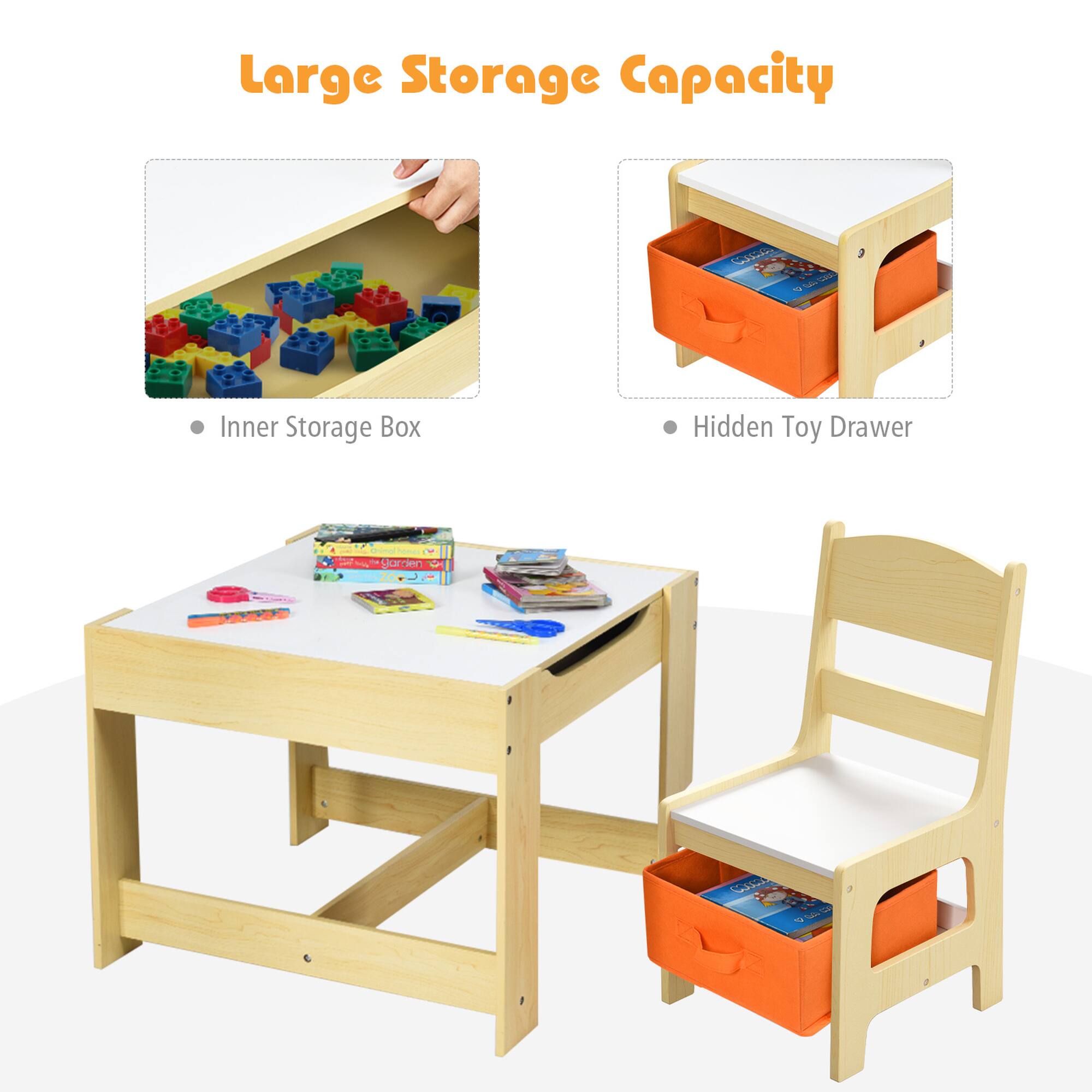 Large Storage Capacity

Inner Storage Box
Hidden Toy Drawer