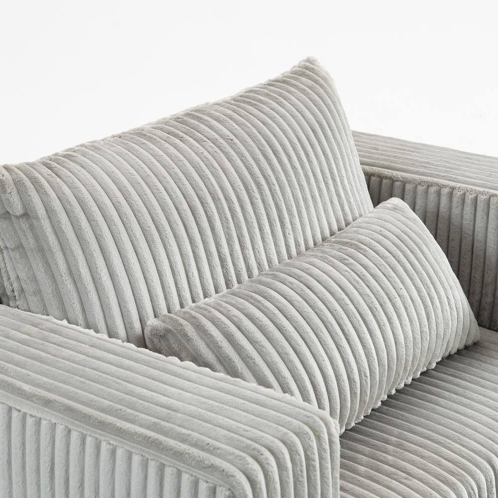 Alt View 6. Kadyn - Oversized All-Foam Lounge Chair with Ottoman, Modular Corduroy, No-Tool Assembly, Smoky Grey - Gray.