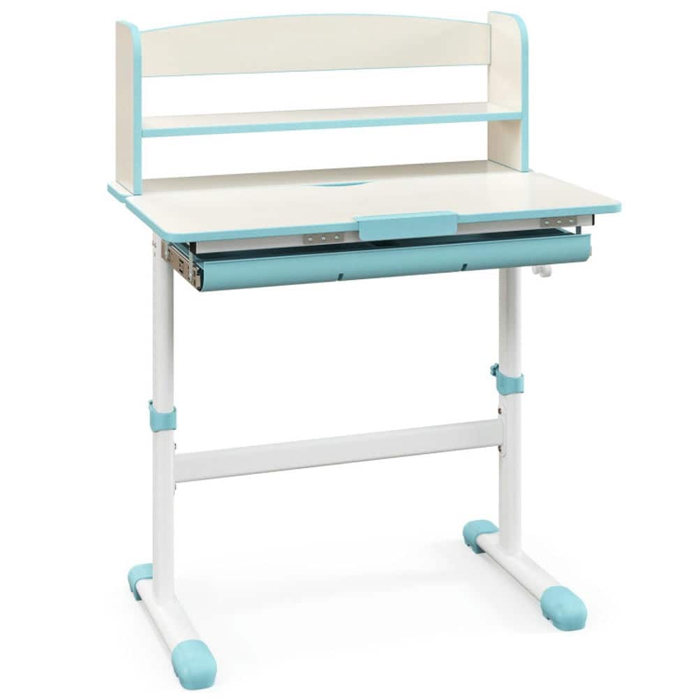 Kadyn - Height Adjustable Kids Study Desk with Tilt Desktop- Small Folding Table for Crafts, Snack Time, Homeschooling - Blue