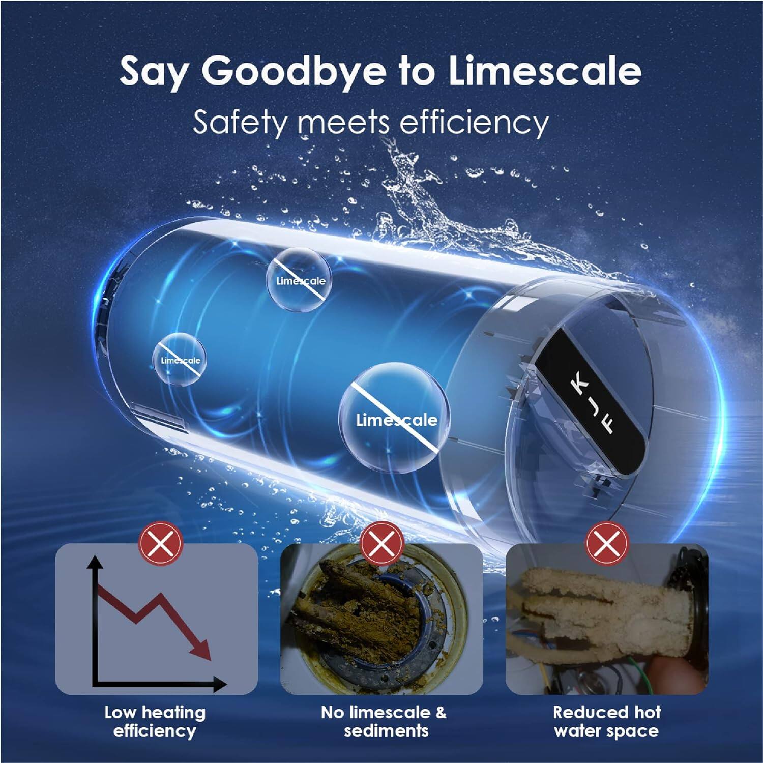 Say Goodbye to Limescale, Safety meets efficiency

Limescale

Low heating efficiency

No limescale & sediments

Reduced hot water space