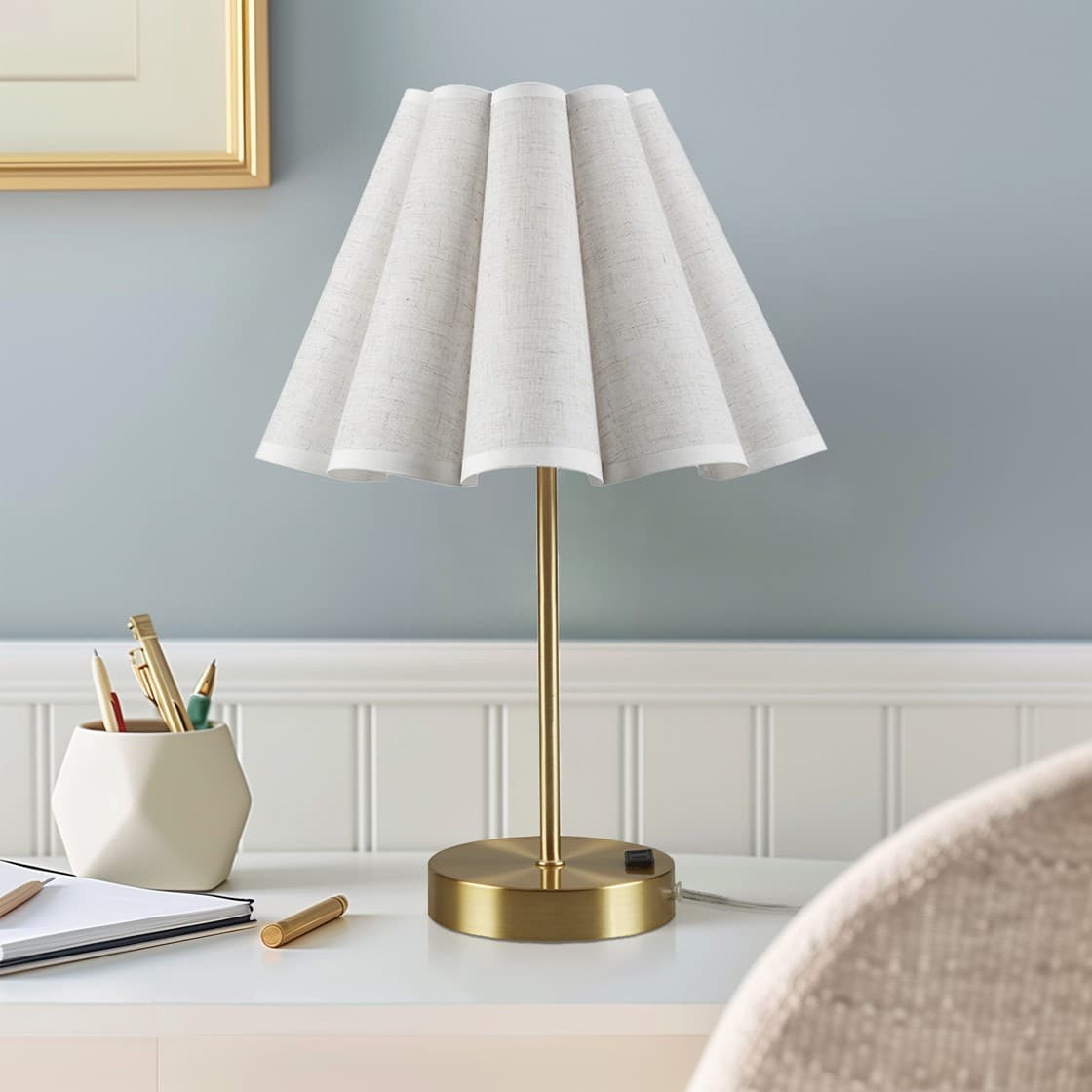 Alt View 9. Luckbyte - Gold Tap-Control Dimmable Accent Table Lamp with Power Outlet.