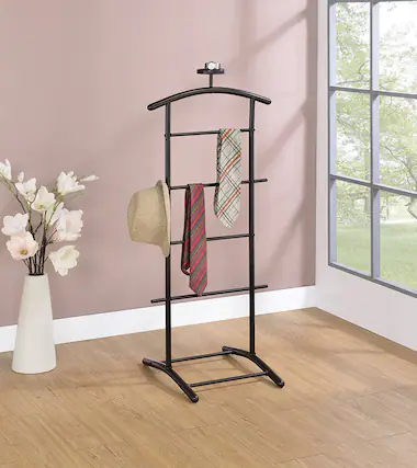 Front. Kings Brand Furniture - Kings Brand Furniture Menros Metal Suit Valet Stand, Clothes Rack - Black.