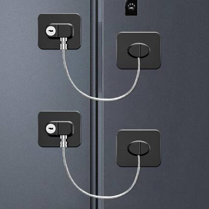 Front. Auledio - 2 Pack Refrigerator Lock for Kids with Keys, Child Locks for Cabinets, Drawers, Refrigerator, Oven, Toilet - Black.