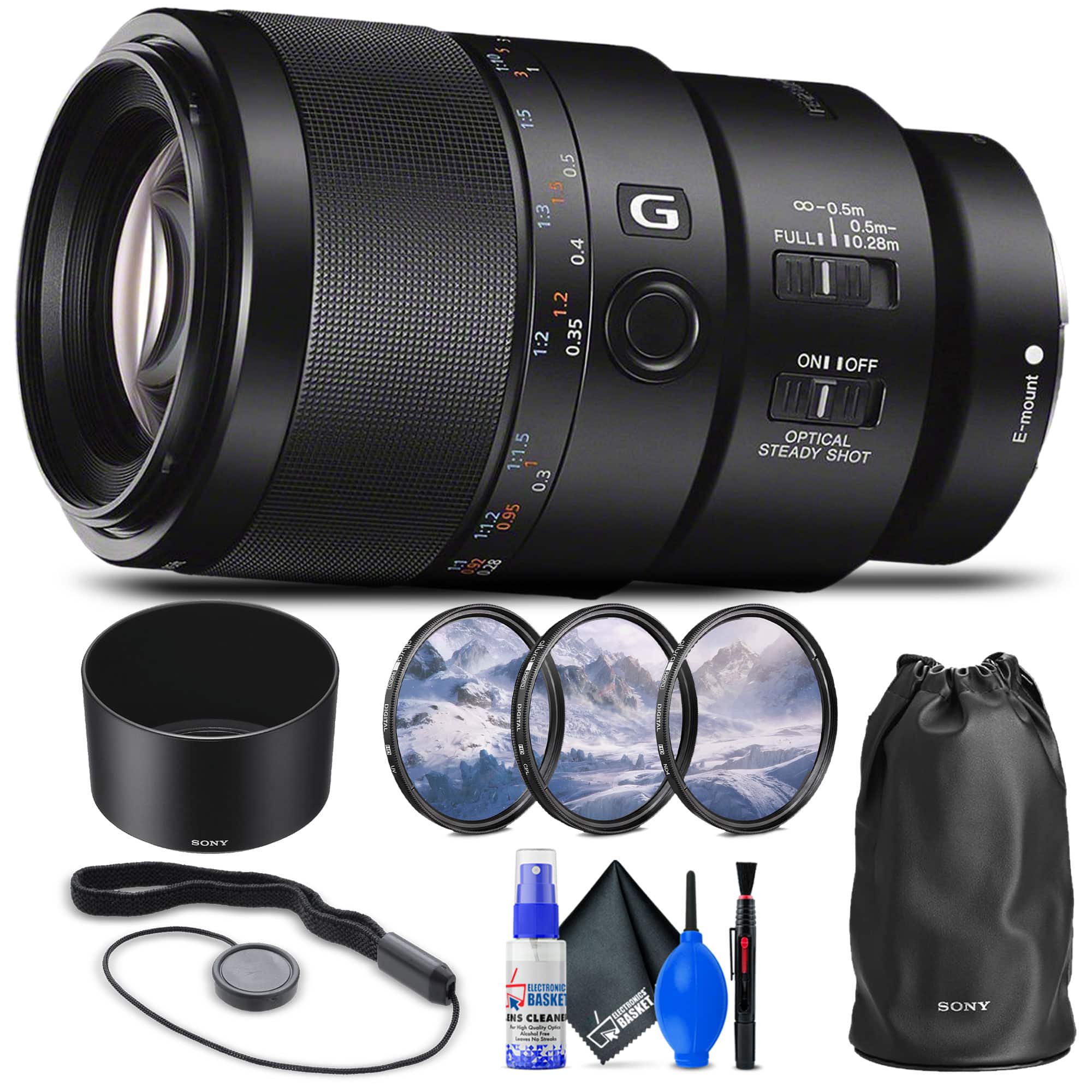 Sony - FE 90mm f/2.8 Macro G OSS Lens + Filter Kit + Cap Keeper + Cleaning Kit - Black