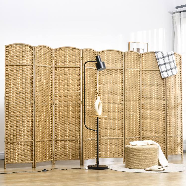 Alt View 1. PULUZ - Folding Room Divider Screen 8 Panel 5.6 ' Tall Privacy Screen Freestanding Room Partition for Home Office - Natural Wood.