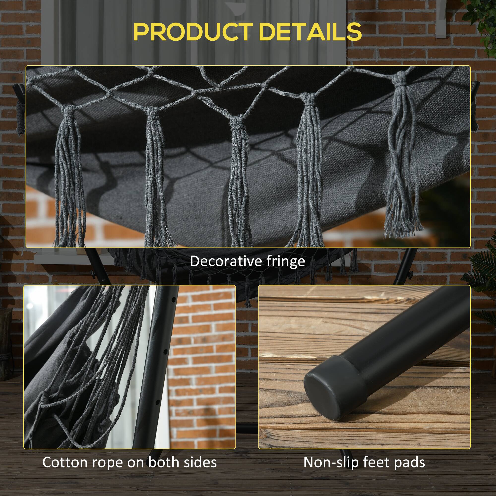 PRODUCT DETAILS

- Decorative fringe
- Cotton rope on both sides
- Non-slip feet pads