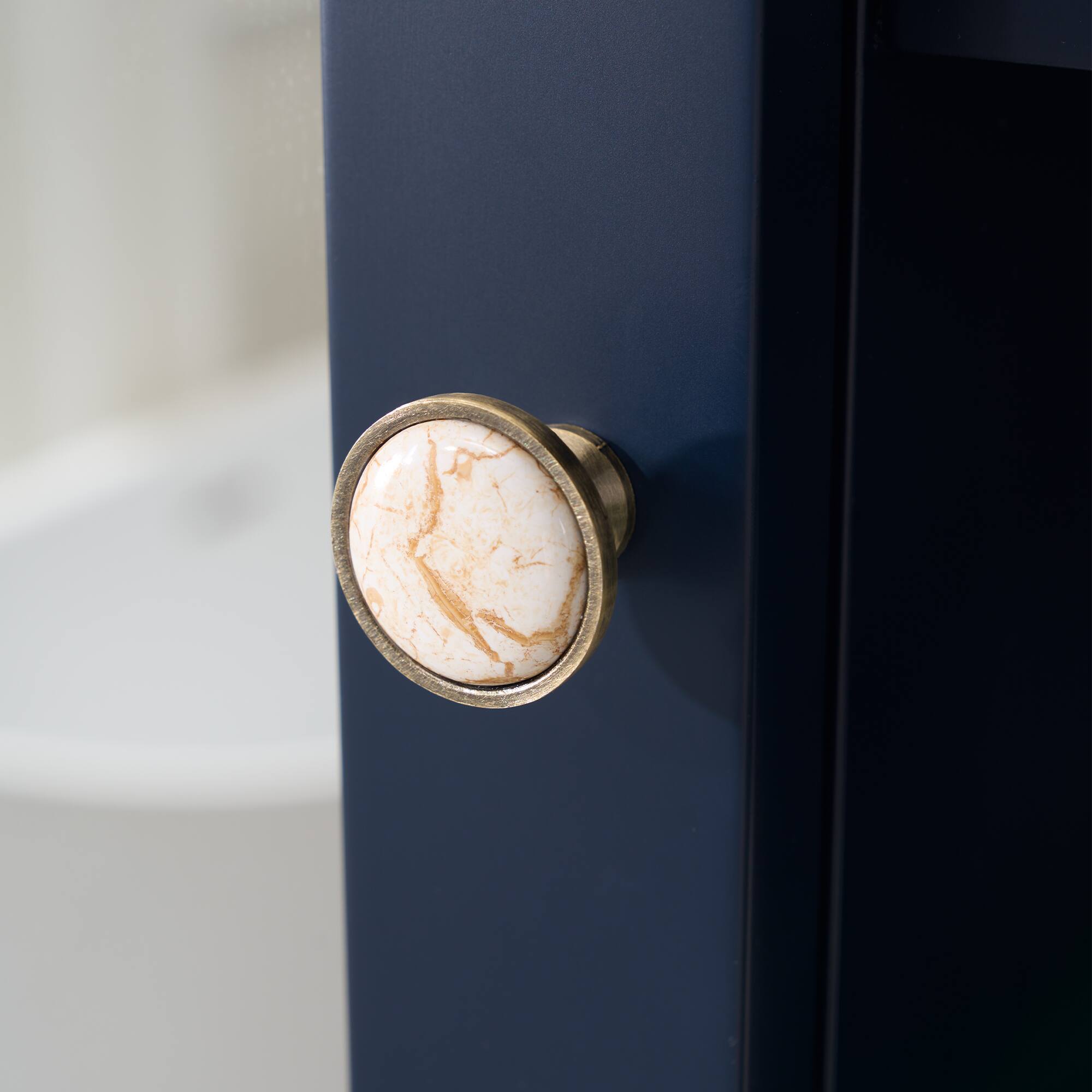 Alt View 2. WELLFOR - 42 in. W x 30 in. H Rectangular Solid Wood Frame Surface Mount Medicine Cabinet with Mirror and Soft Close Door - Navy Blue.