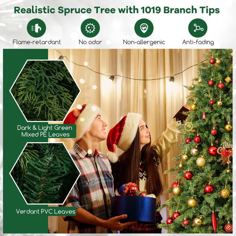 Realistic Spruce Tree with 1019 Branch Tips

- Flame-retardant
- No odor
- Non-allergenic
- Anti-fading

Dark & Light Green Mixed PE Leaves

Verdant PVC Leaves
