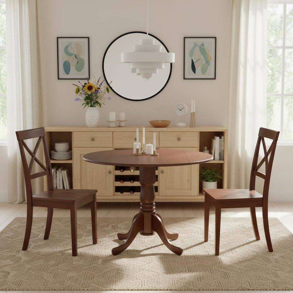 Alt View 4. FurniFact - Mahogany Dining Set - Brown.
