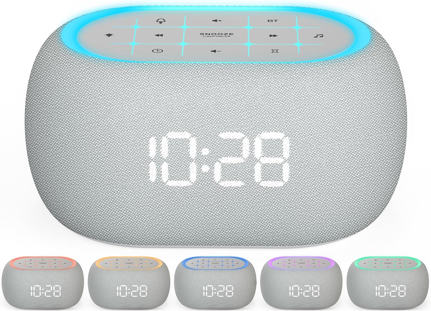 FINEAK - White Noise Sound Machine Alarm Clock with Bluetooth Speaker - Gray