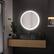 Left. LOVMOR - 24 x 24 Inches Round Tempered Glass LED Bathroom Mirror with Anti-Fog & 3-Color Dimmable Lighting - Silver.