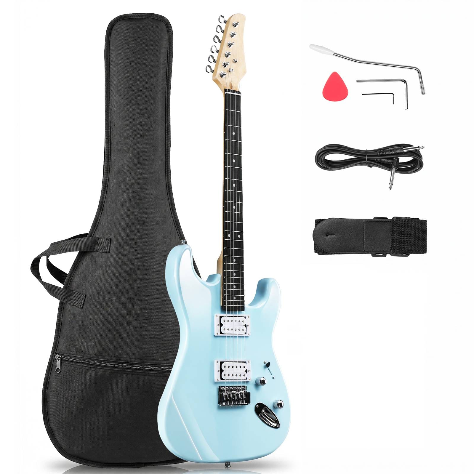 Winado - 39 Inch Solid Body 6 String KST Electric Guitar with H-H Pickup for Beginner with Portable Bag - Blue