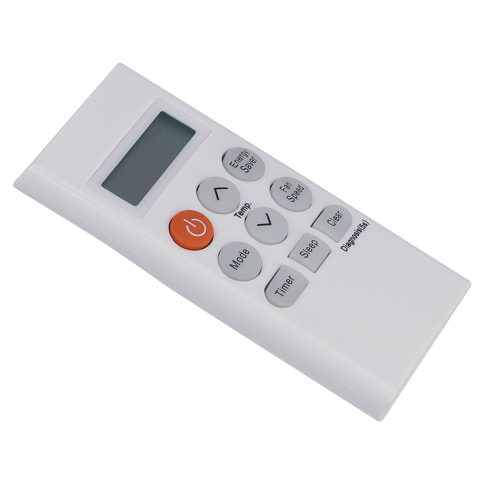 Energy Saver  
Fan Speed Temp. Clear G V Sleep Diagnosis(5s) Mode Timer  

- Energy Saver
- Fan Speed
- Temp. (with up and down arrows)
- Clear
- Sleep
- Diagnosis (5s)
- Mode
- Timer