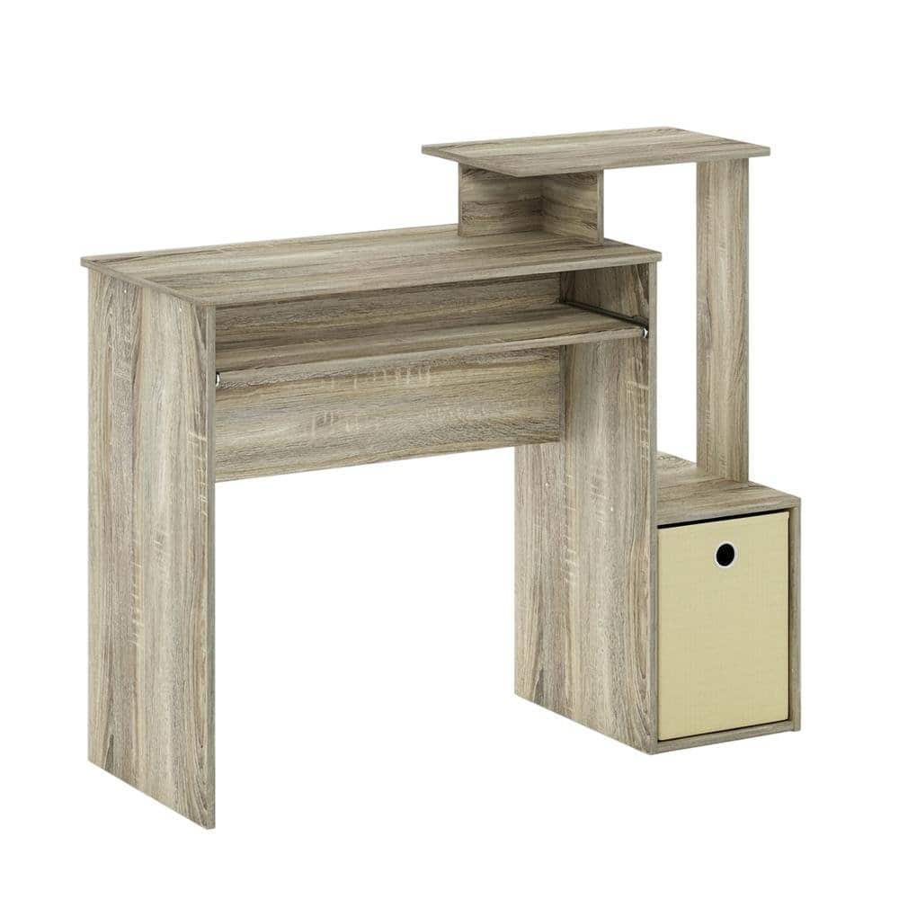 BisonOffice - Sonoma Oak and Ivory Office Desk with Storage Bin, Compact Computer Workstation - Sonoma Oak/Ivory price history on PriceWatchPro