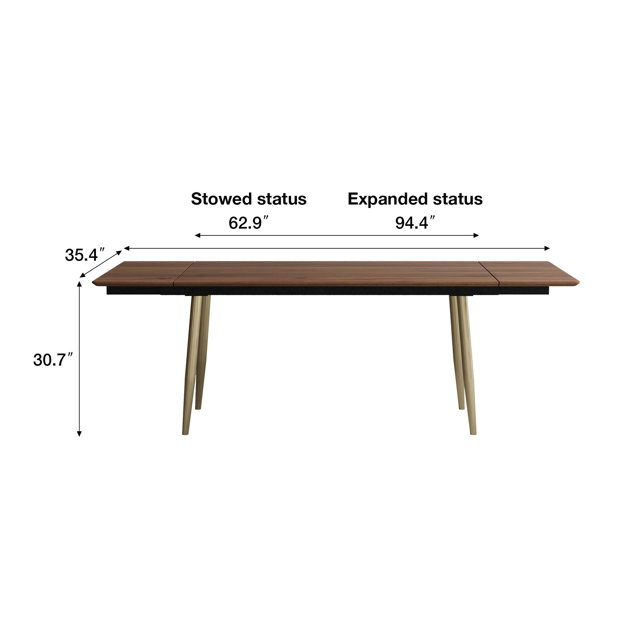 Stowed status 62.9" Expanded status 94.4" 35.4" 30.7"