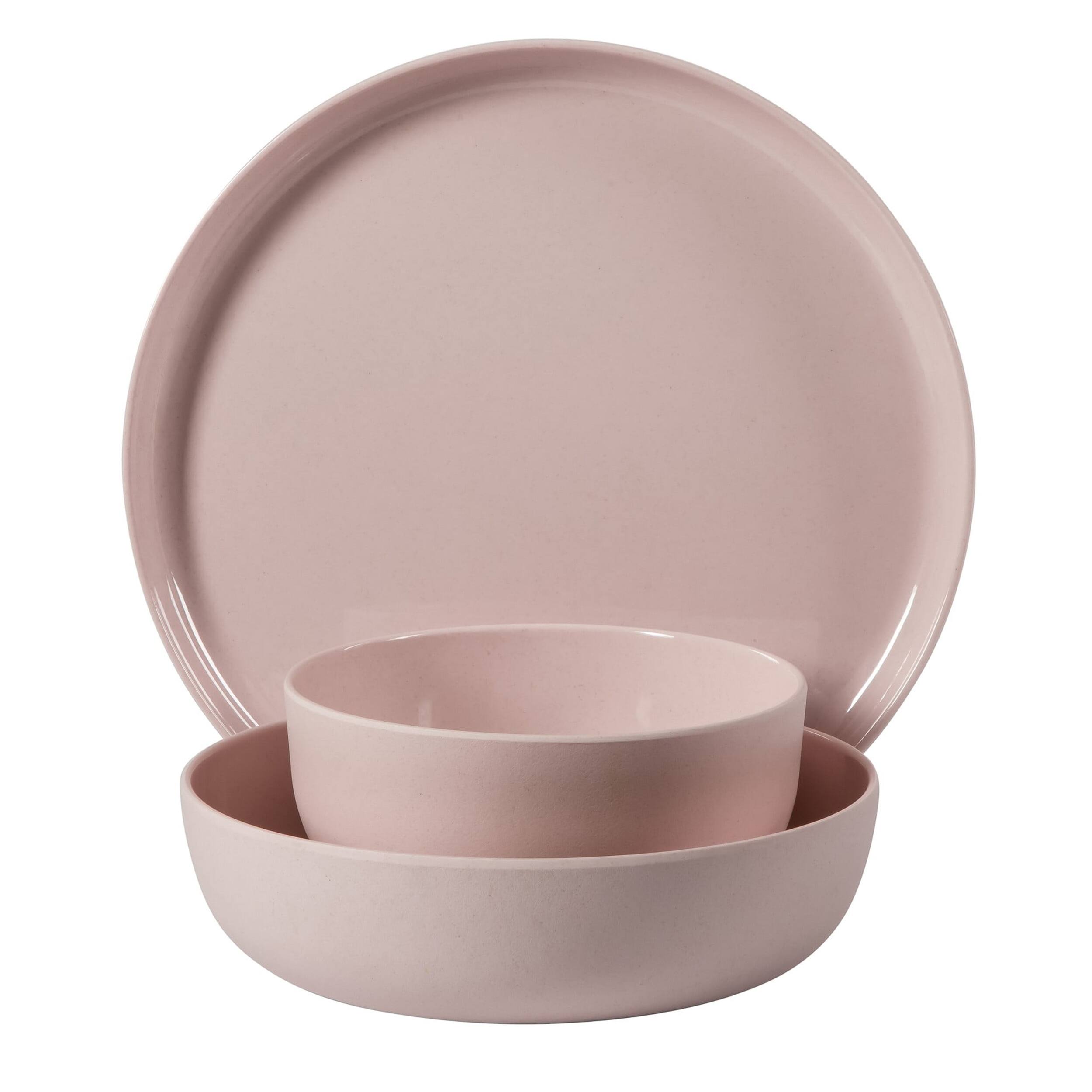 Alt View 1. Gibson - Gibson Home Candy Skies 12 Piece Wheat Straw Melamine Dinnerware Set in Pink - Pink.