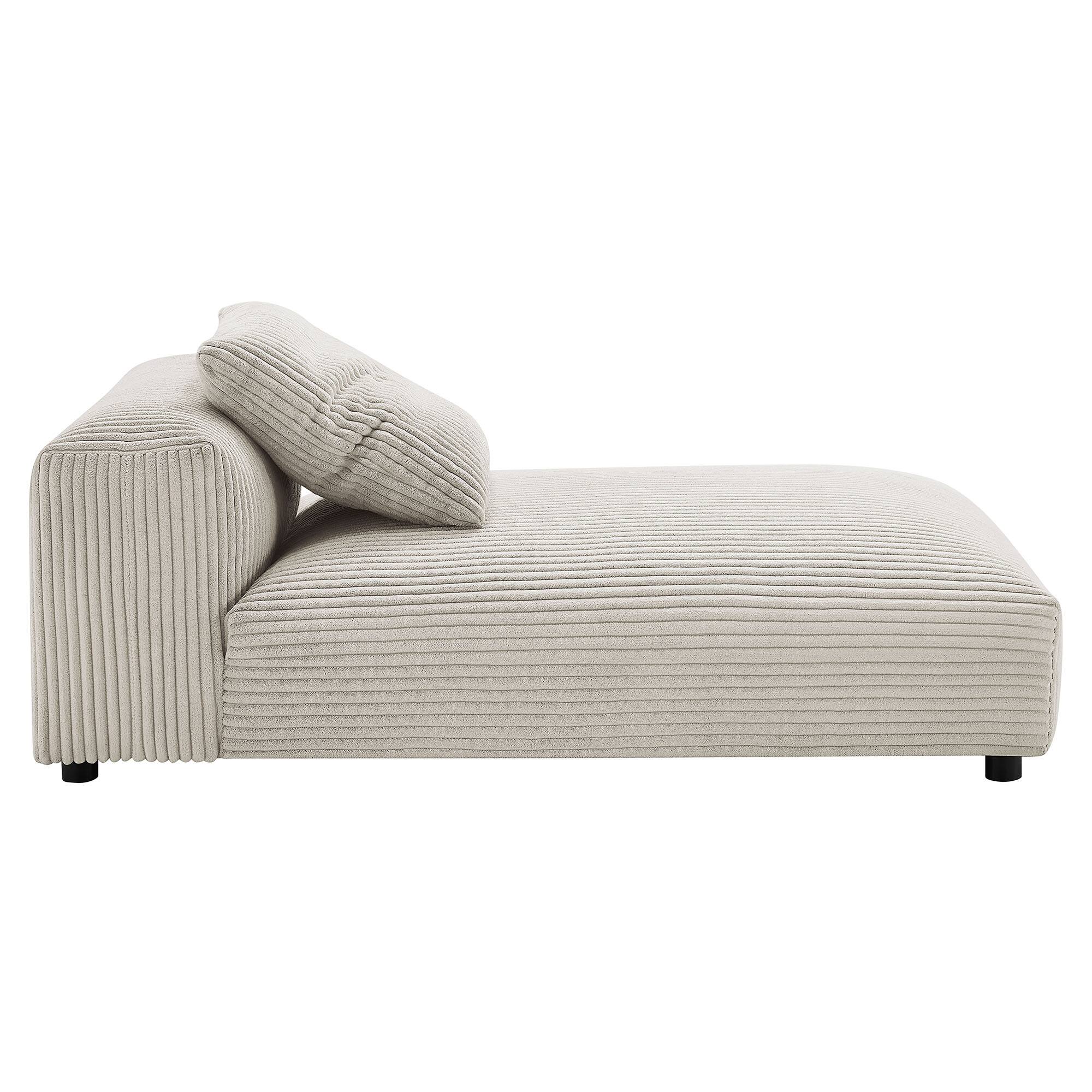 Back. Modway - Solace Modular Corduroy Upholstered Armless Chaise Lounge by Modway - Almond.