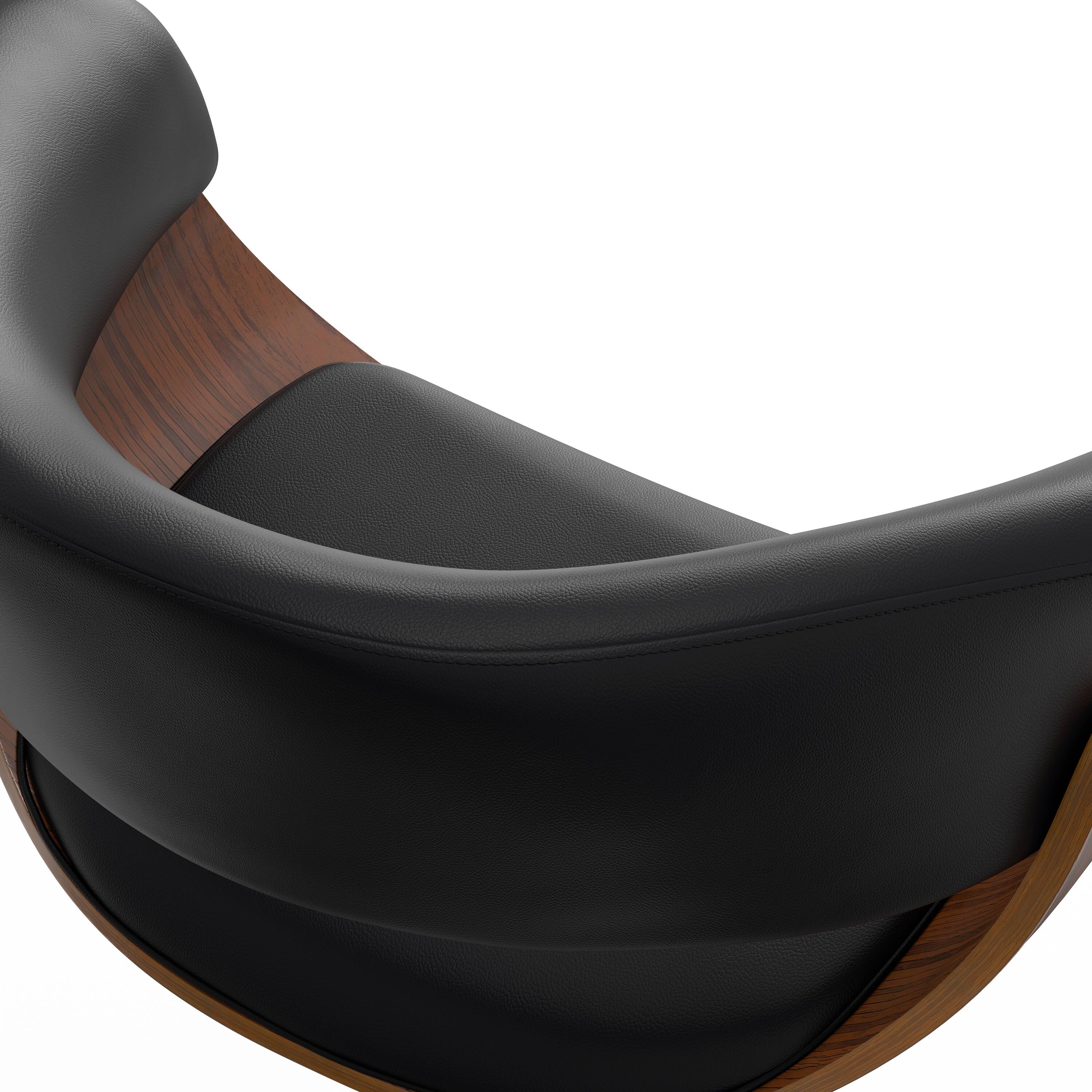 Alt View 4. Simpli Home - Sheldon Mid Century Modern 34 inch Adjustable Swivel Bar Stool in Black Vegan Faux Leather - Black.