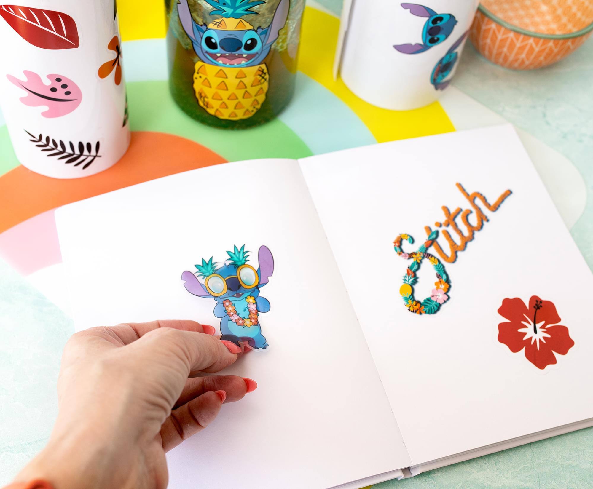 Alt View 3. Silver Buffalo - Disney Lilo & Stitch Pineapple 32-Ounce Twist Spout Water Bottle And Sticker Set - Blue.