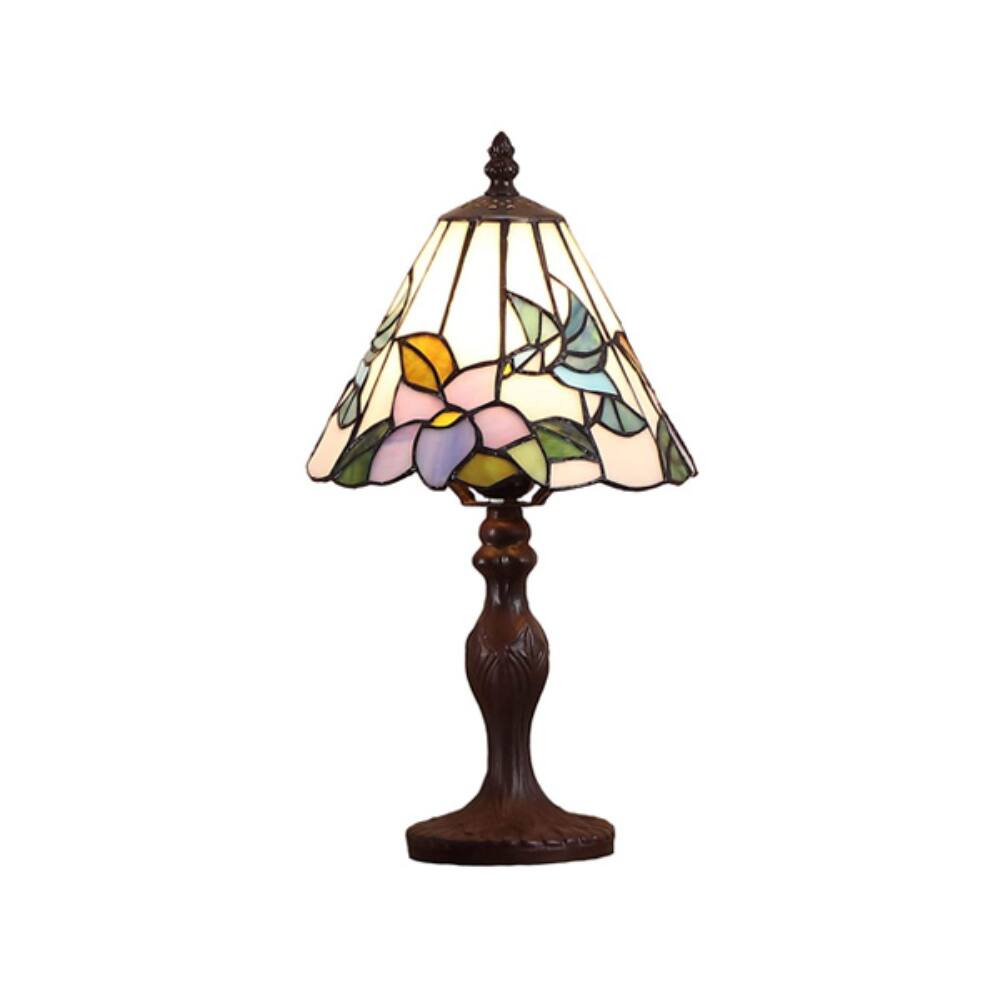Front. Crescents Edge - Glass Table Lamp with Hummingbird Metal Base - Multi colored.