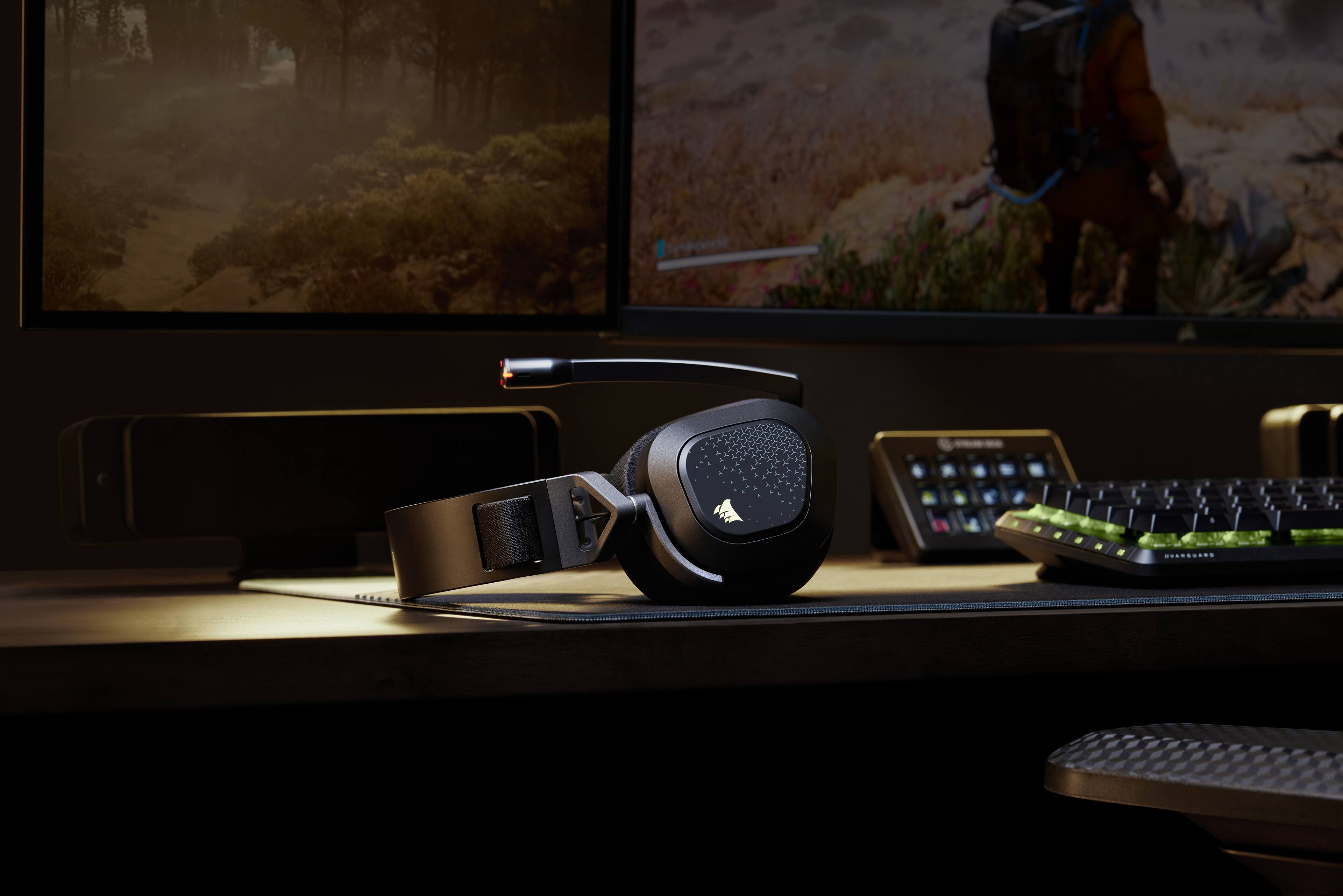 Alt View 12. CORSAIR - HS80 v2 Max Wireless Gaming Headset with 2.4GHz + Bluetooth Simultaneous for PC, PS5, PS4, Switch, Mobile - Steel Gray.