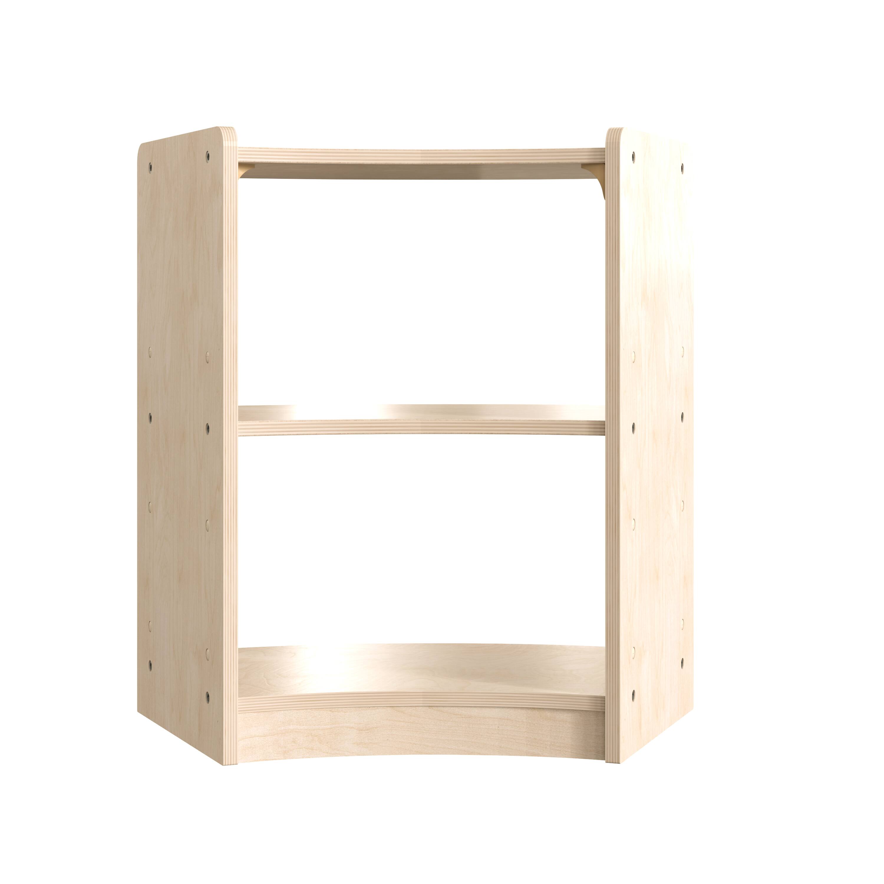 Back. Flash Furniture - Bright Beginnings Commercial Grade Bow Front 2 Tier Wooden Classroom Open Corner Storage Unit, Safe, Kid Friendly Design - Natural.