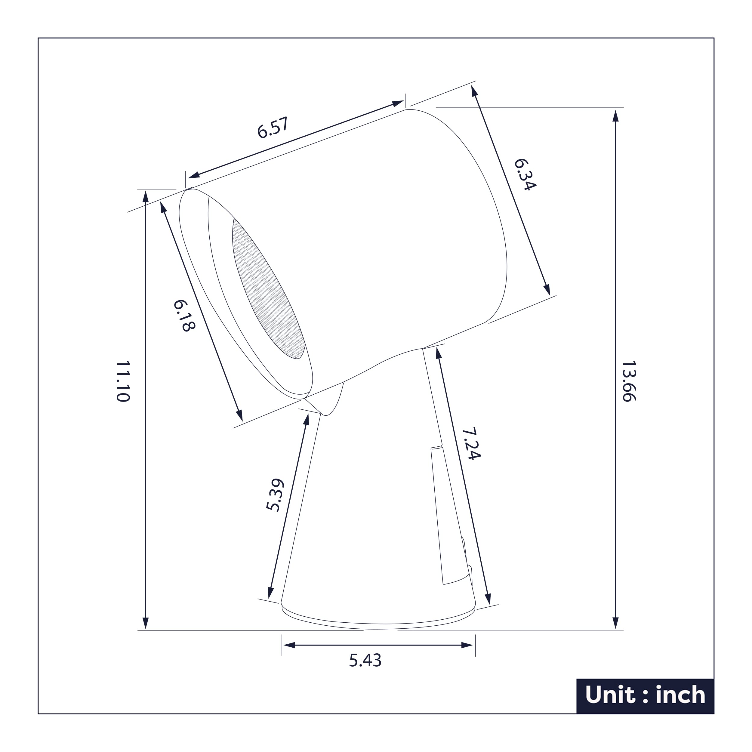 6.57  
6.34  
11.10  
6.18  
5.39  
7.24  
13.66  
5.43  

Unit: inch
