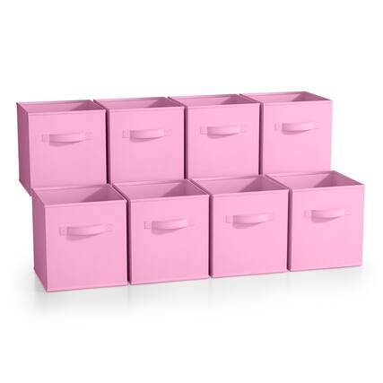 Front. Sorbus - Sorbus Fabric Storage Cubes - 8 Foldable Storage Bins for Organizing Pantry, Cubbies, Toy Box - Clothes Storage - Pastel Pink.