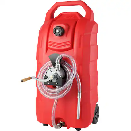Front. VEVOR - 16 Gallon Fuel Caddy, 7.8 L/min, Portable Gas Storage Tank Container with Hand Pump Rubber Wheels - Red.