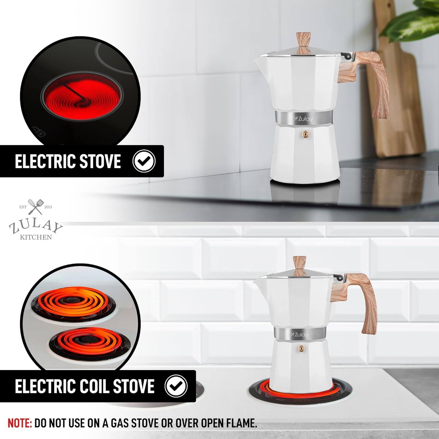 Zulay 8 ELECTRIC STOVE EXT x 2015 ZULAY KITCHEN zulC ELECTRIC COIL STOVE  
NOTE: DO NOT USE ON A GAS STOVE OR OVER OPEN FLAME.