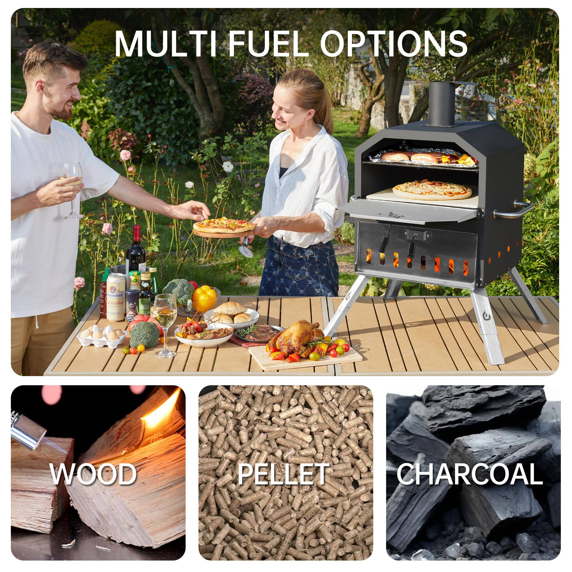 MULTI FUEL OPTIONS

WOOD  
PELLET  
CHARCOAL