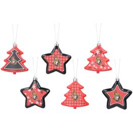 FOCO - Ottawa Senators 3'' x 3'' Six-Pack Shatterproof Tree And Star Ornament Set - Multicolor