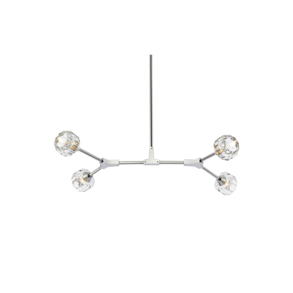 Alt View 4. Elegant Lighting - Zayne 4 Light Pendant in Chrome - Chrome And Clear.
