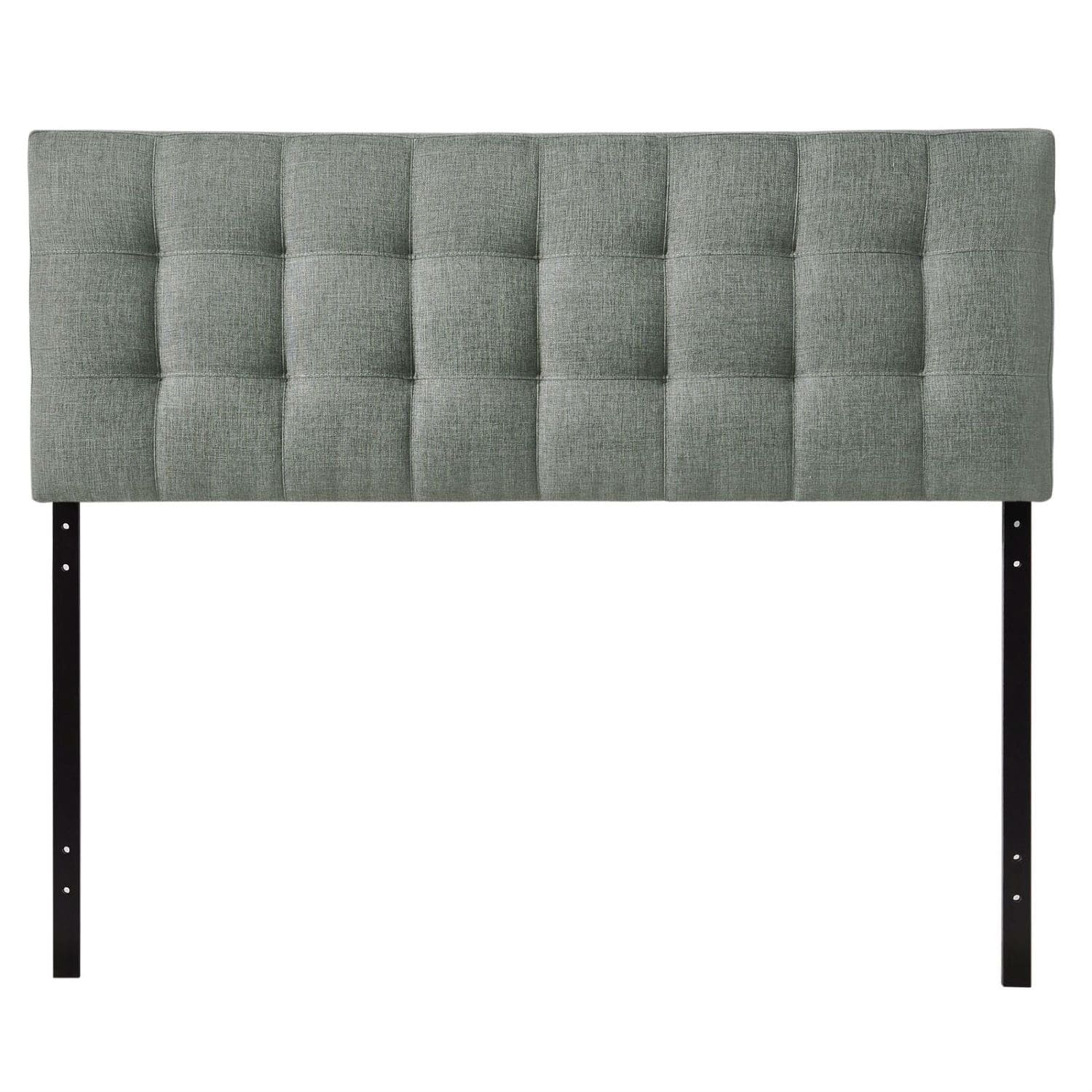 SlickBlue - King Size Fabric Upholstered Headboard with Modern Button Tufted Design - Gray