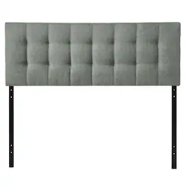 SlickBlue - King Size Fabric Upholstered Headboard with Modern Button Tufted Design - Gray