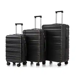 LOVMOR - 3-Piece ABS Luggage Set 20/24/28" Spinner Combination Lock Dark Grey - Dark Gray