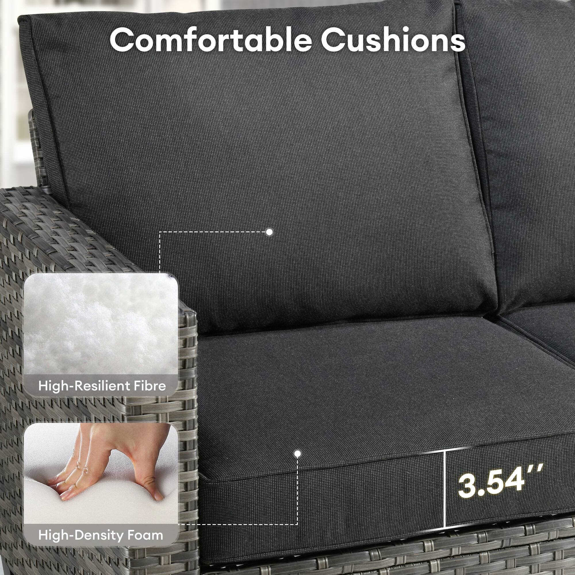 Comfortable Cushions

High-Resilient Fibre

High-Density Foam

3.54"