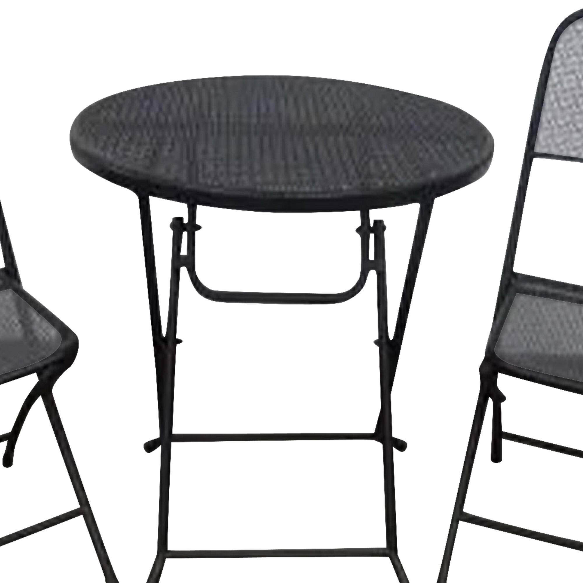 Alt View 4. Four Seasons Courtyard - Four Seasons Courtyard Padova Foldable 3 Piece Steel Bistro Dining Set, Black - Black.