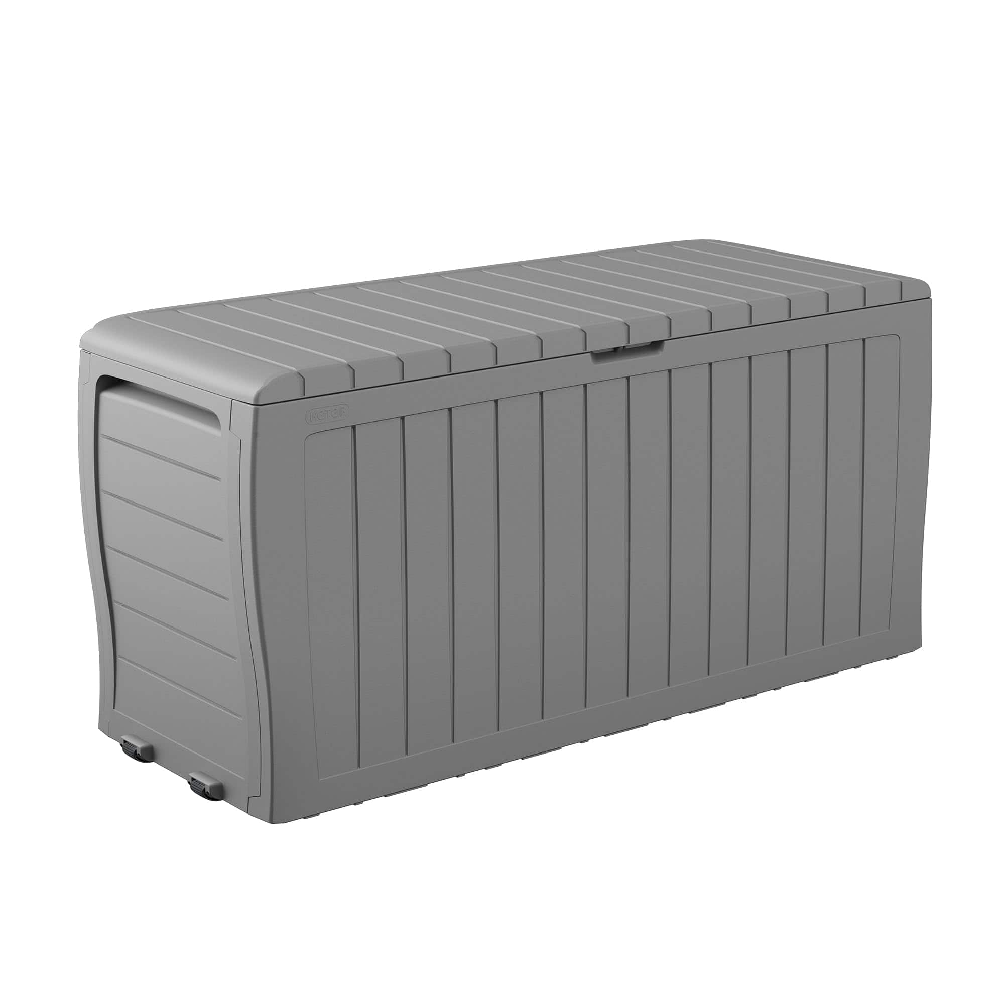 HM 1810 - Keter Marvel Plus 71 Gallon Resin Outdoor Storage Box Patio Furniture Cushions Throw Pillows Garden - Light Gray