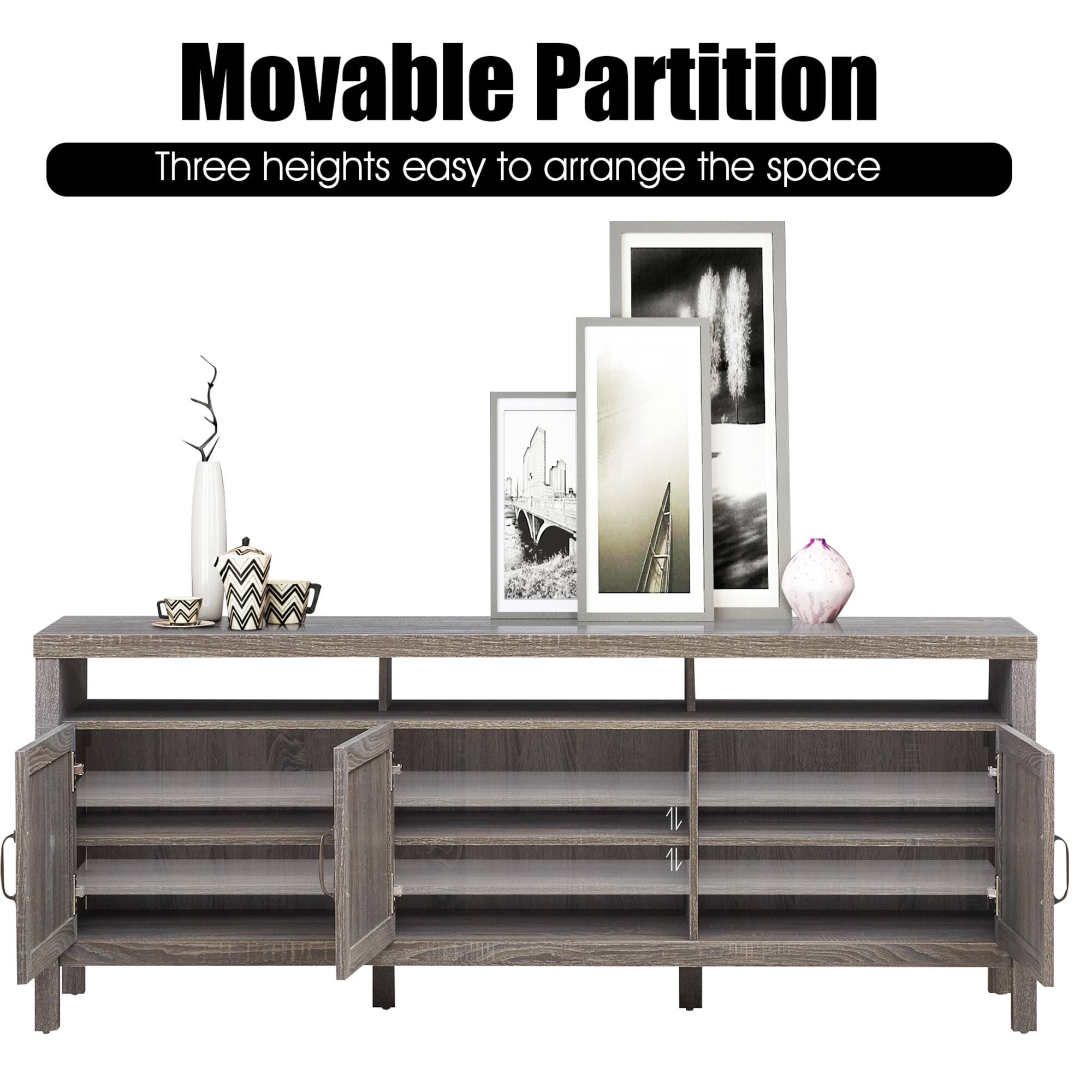 Movable Partition: Three heights easy to arrange the space.
