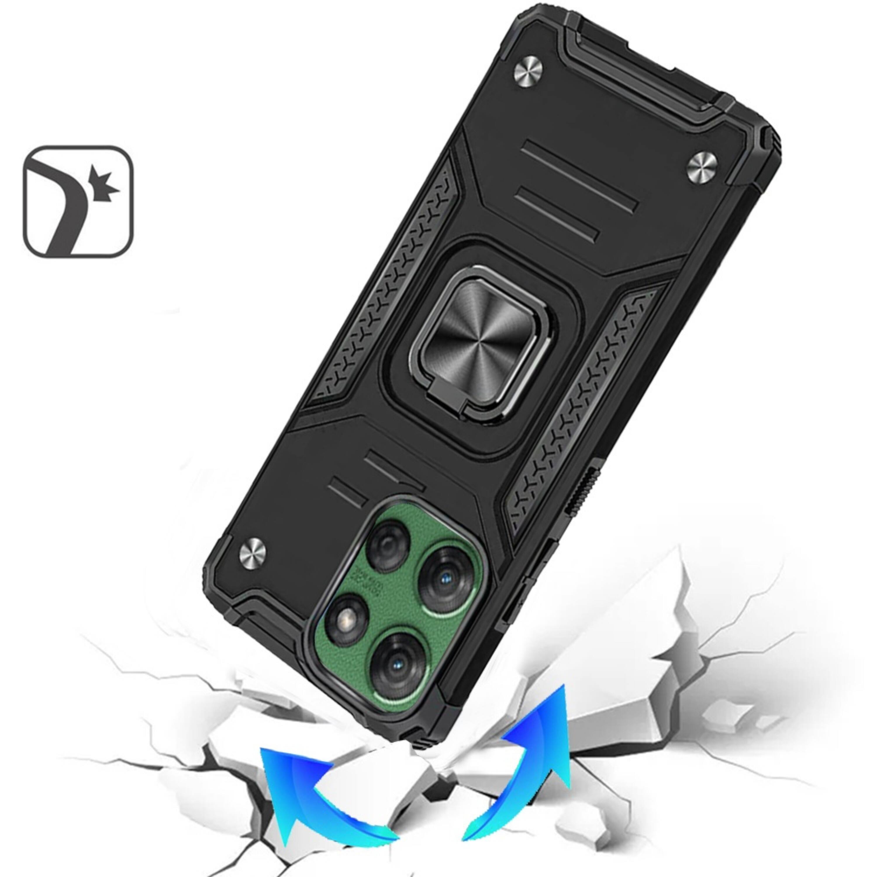 Left. Kitcheniva - Magnetic Kickstand Shockproof Case With Tempered Glass For Moto G Power 2025 2026 Dark Purple - Dark Purple.