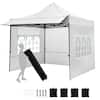 Front. Costway - Costway 10 x 10 FT Pop up Canopy Tent with Sidewalls & Awning, Wheeled Bag, Sandbags, Stake - White.