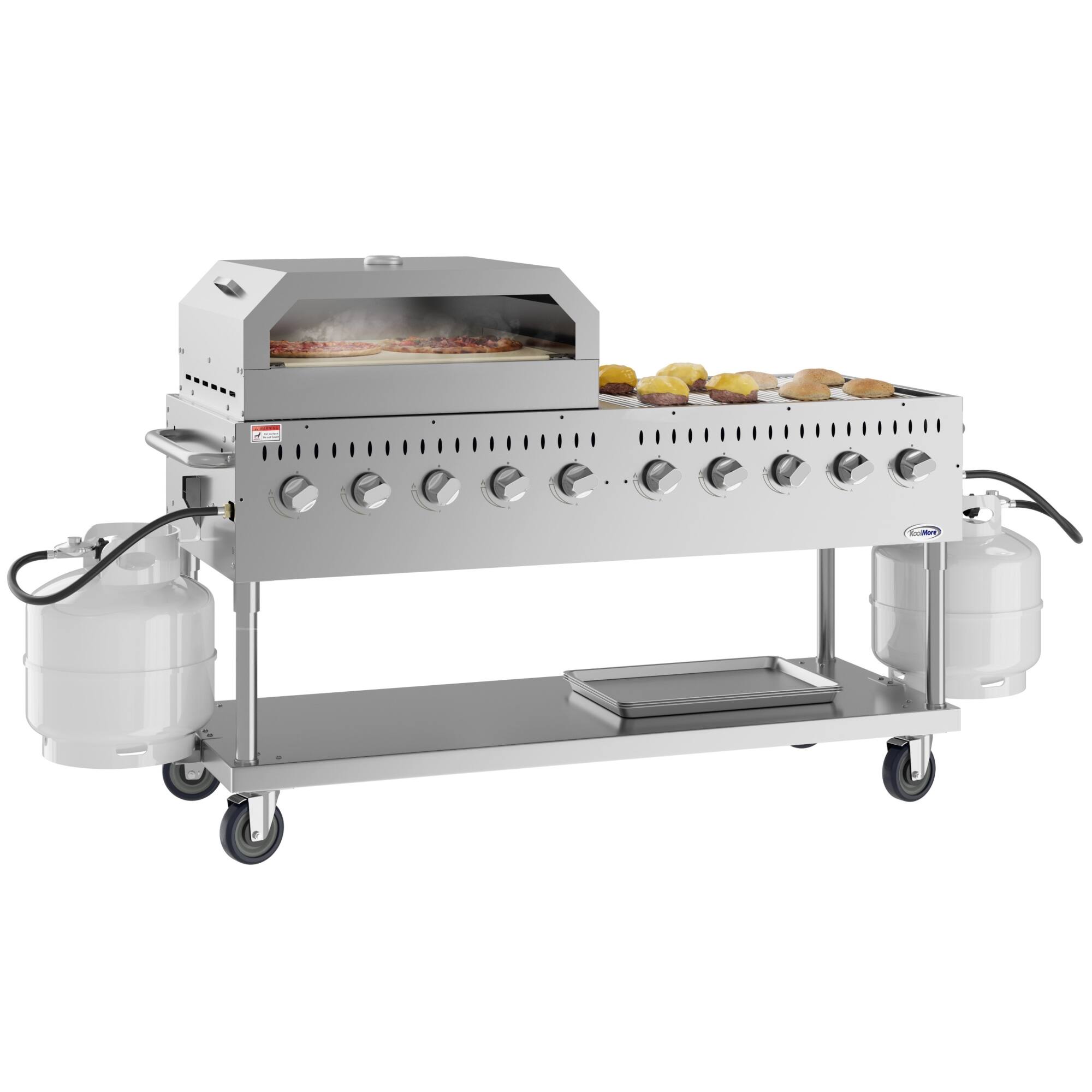 Angle. Koolmore - 72 in. Commercial Outdoor Propane Gas Grill with 36 in. Pizza Oven in Stainless-Steel (CGKIT7-P36) - Stainless Steel.