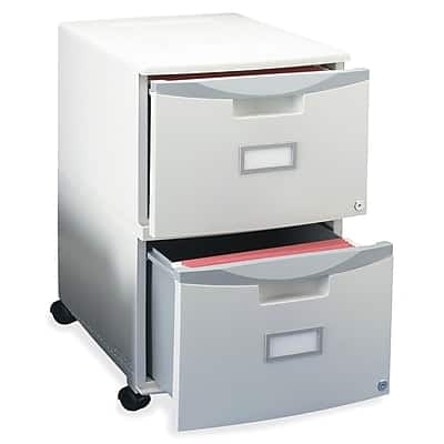 Storex - 2-Drawer Mobile Vertical File Cabinet, Letter/Legal Size, Lockable, 26"H x 14.75"W x 18.25"D - Gray