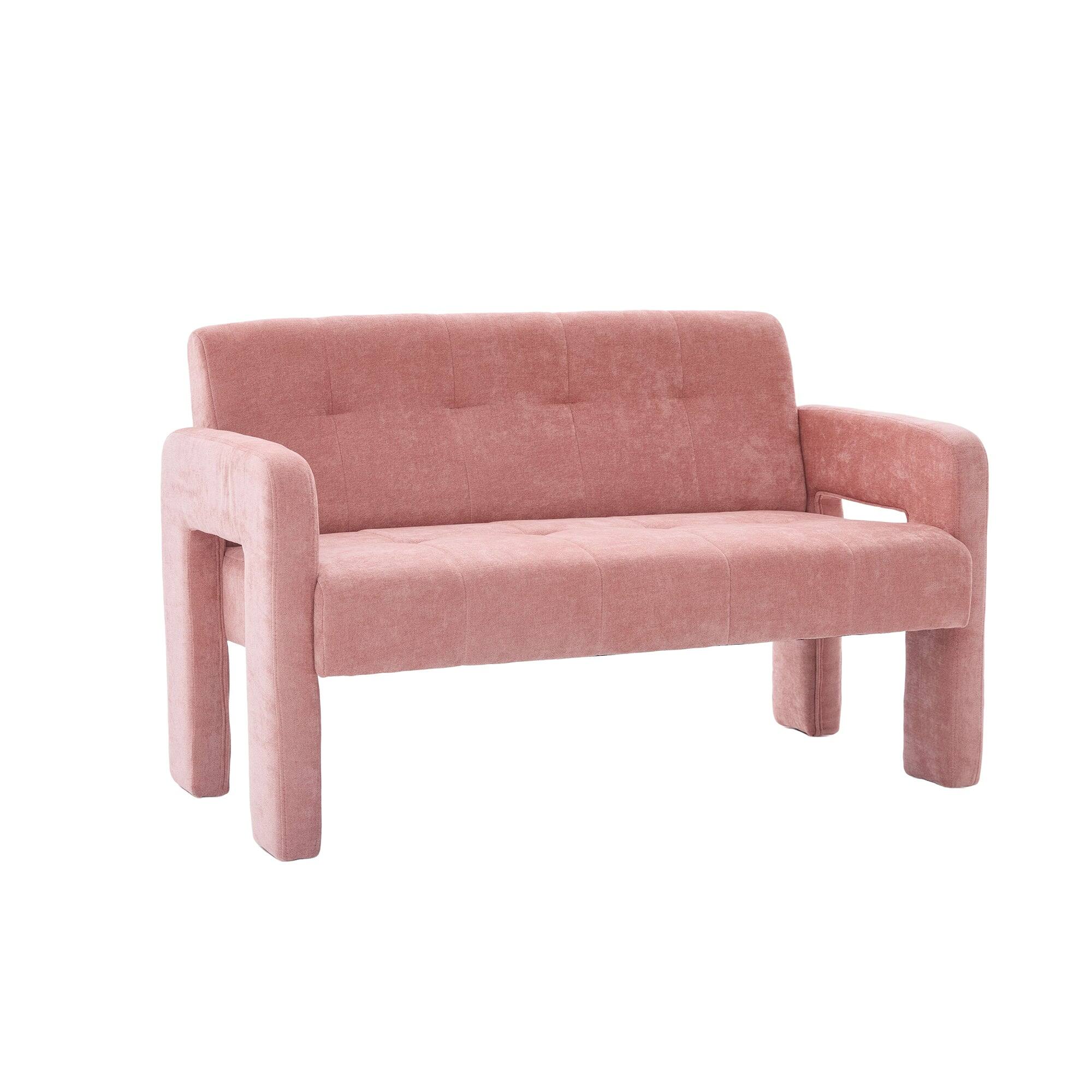 Front. Boyel Living - Nordic Modern Double Armchair Compact Upholstered Two Seater Sofa with Dual Armrests for Living Room and Bedroom Pink - Pink.